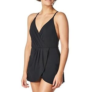 Anne Cole Women's Black Swimdress One Piece Criss Cross Back Swimsuit